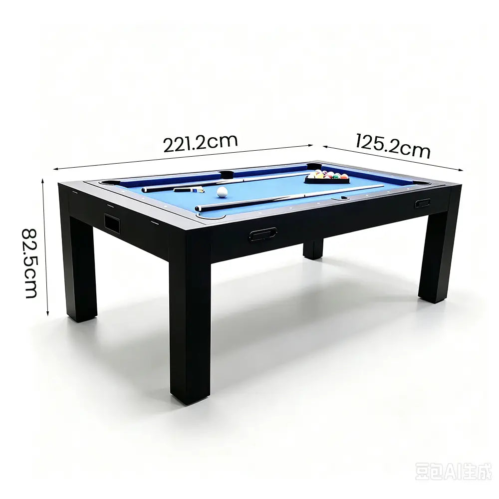 CUETIQ 7FT MDF 4-IN-1 Convertible Multi-function Table Free Accessories Air Hockey/ Billiards Table/ Dining Table/ Table Tennis Table - Black&Blue