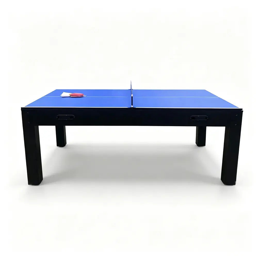CUETIQ 7FT MDF 4-IN-1 Convertible Multi-function Table Free Accessories Air Hockey/ Billiards Table/ Dining Table/ Table Tennis Table - Black&Blue