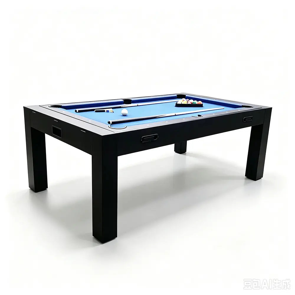 CUETIQ 7FT MDF 4-IN-1 Convertible Multi-function Table Free Accessories Air Hockey/ Billiards Table/ Dining Table/ Table Tennis Table - Black&Blue
