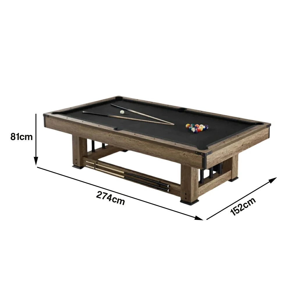 CUETIQ 9FT Pool Table Professional Billiard Table MDF Wood Construction Built-in Cue Rack Home Game Set Wood Finish - Black