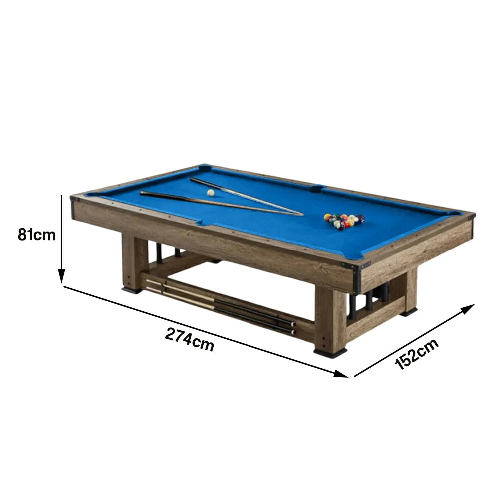 CUETIQ 9FT Pool Table Professional Billiard Table MDF Wood Construction Built-in Cue Rack Home Game Set Wood Finish - Blue