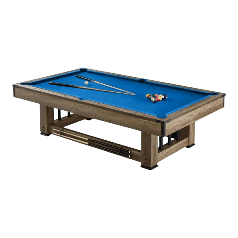 CUETIQ 9FT Pool Table Professional Billiard Table MDF Wood Construction Built-in Cue Rack Home Game Set Wood Finish - Blue