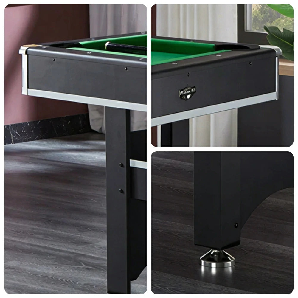 CUETIQ 6FT Classic Billiard Table with Green Felt and Non-Foldable Frame for Game Room - Black