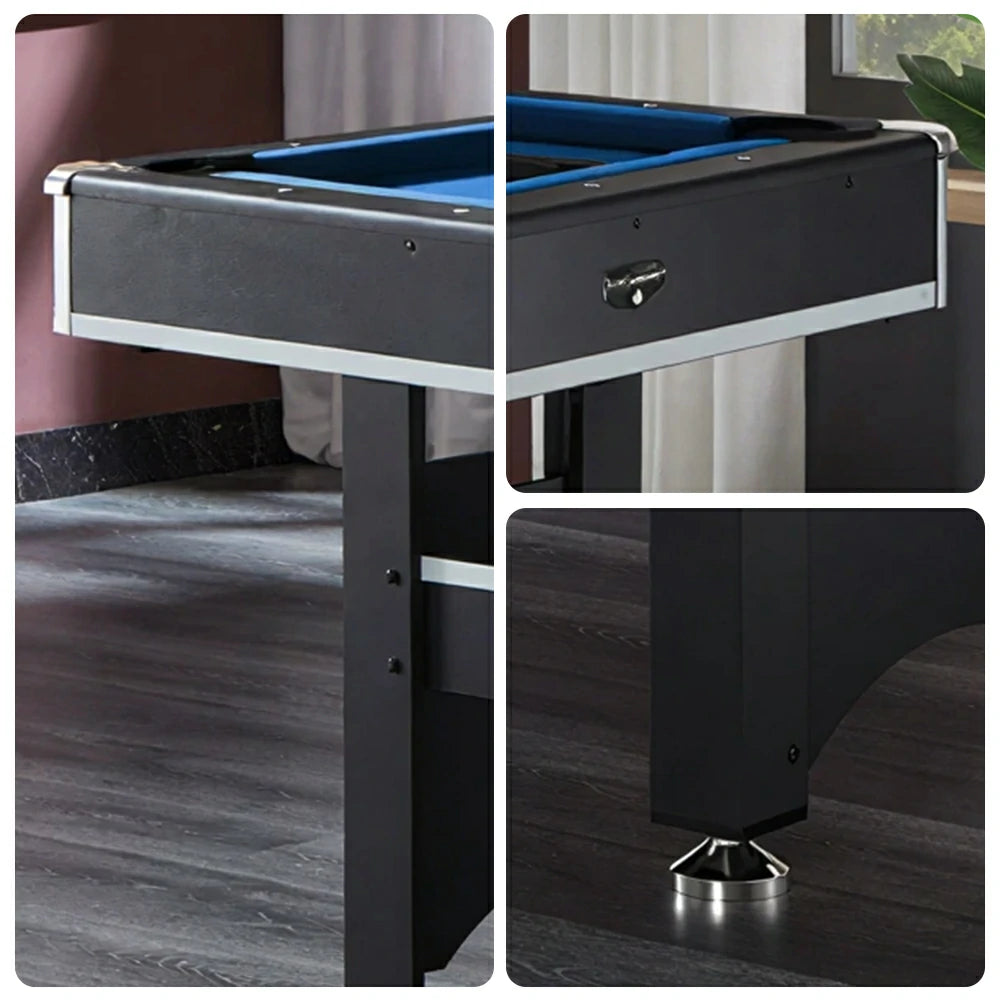 CUETIQ 6FT Classic Billiard Table with Green Felt and Non-Foldable Frame for Game Room - Blue