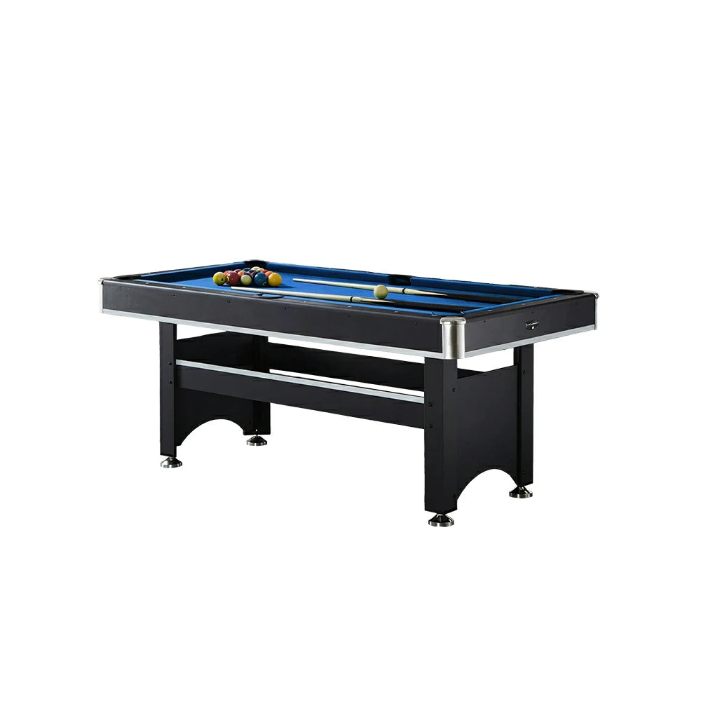 CUETIQ 6FT Classic Billiard Table with Green Felt and Non-Foldable Frame for Game Room - Blue