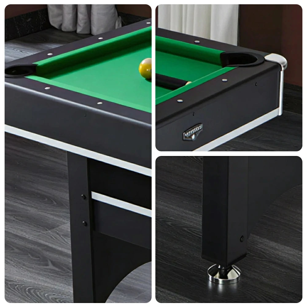 CUETIQ 6FT 3-in-1 Billiard Table with Table Tennis Top and Green Felt for Game Room - Black