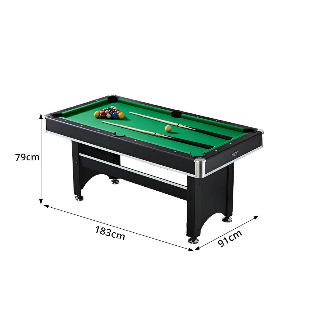 CUETIQ 6FT 3-in-1 Billiard Table with Table Tennis Top and Green Felt for Game Room - Black