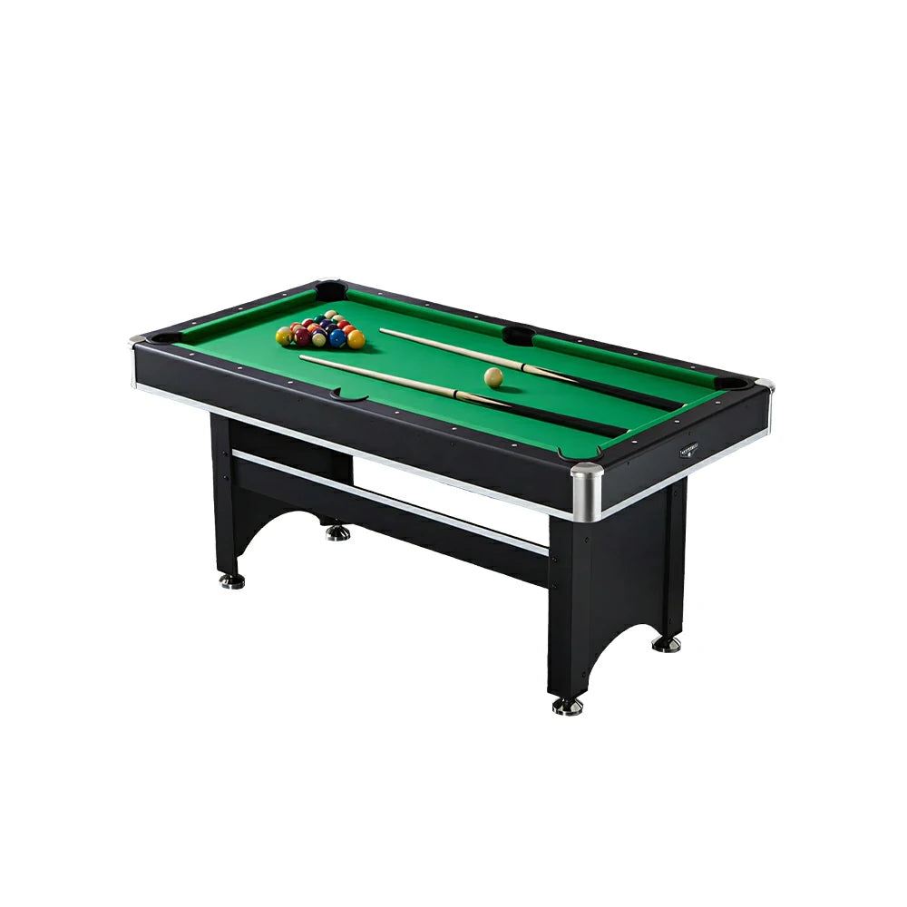 CUETIQ 6FT 3-in-1 Billiard Table with Table Tennis Top and Green Felt for Game Room - Black