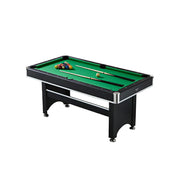 CUETIQ 6FT 3-in-1 Billiard Table with Table Tennis Top and Green Felt for Game Room - Black