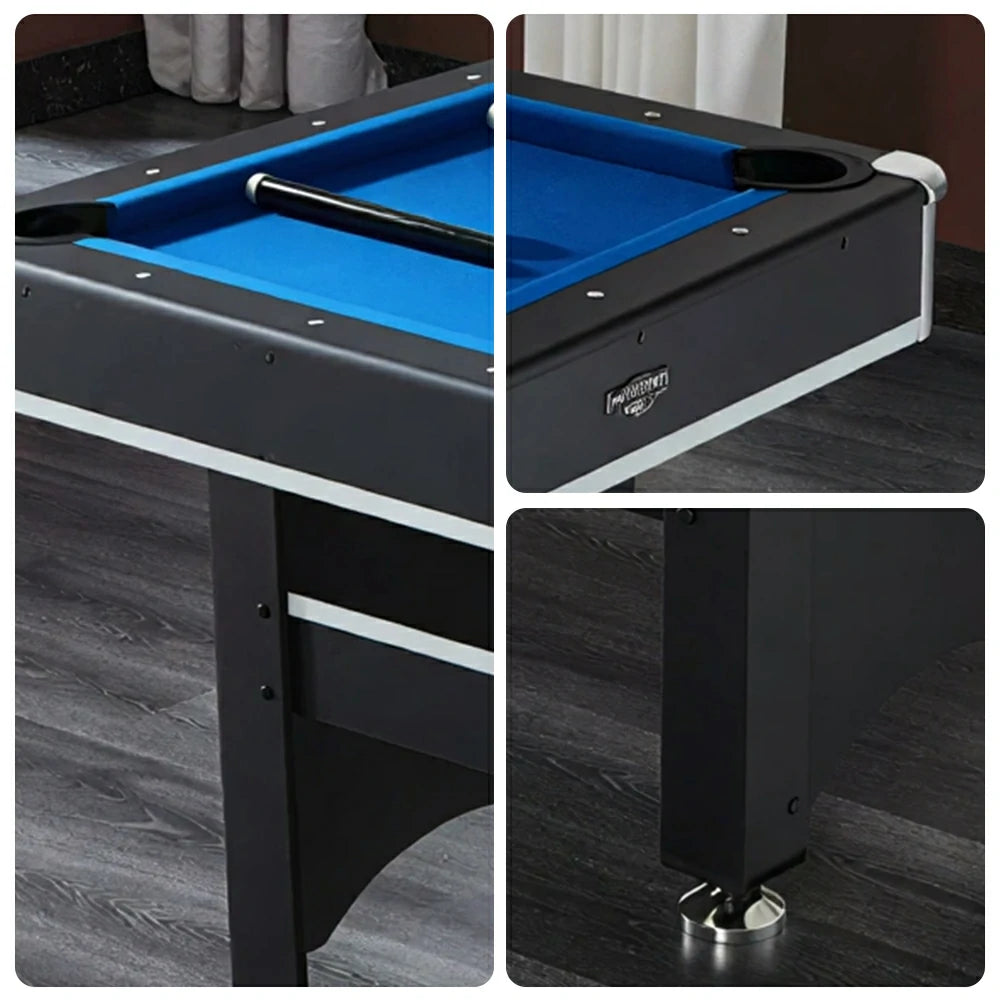CUETIQ 6FT 3-in-1 Billiard Table with Table Tennis Top and Green Felt for Game Room - Blue
