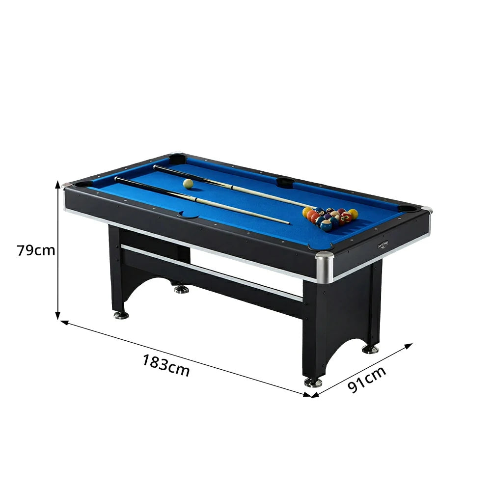 CUETIQ 6FT 3-in-1 Billiard Table with Table Tennis Top and Green Felt for Game Room - Blue
