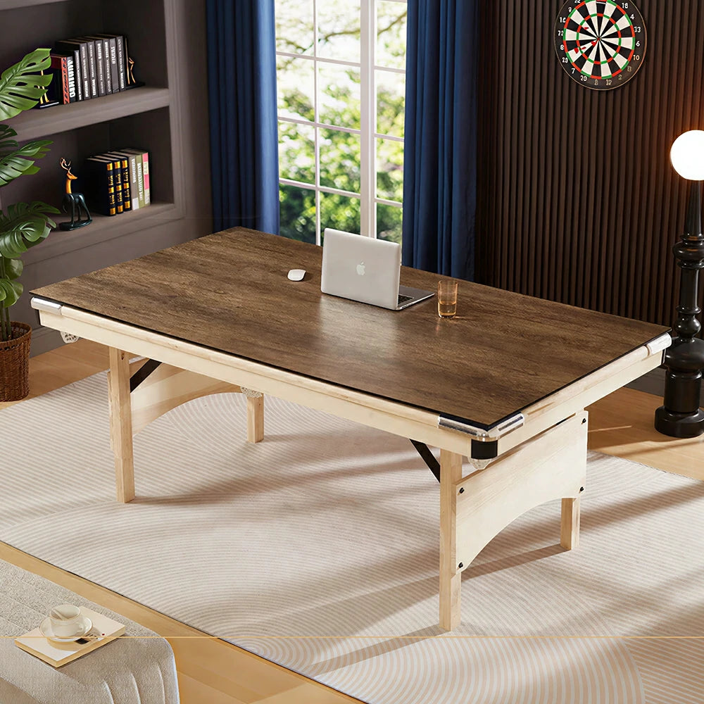 CUETIQ 1.93M 3-in-1 Foldable Solid Wood Billiard Table with Table Tennis Top - Natural