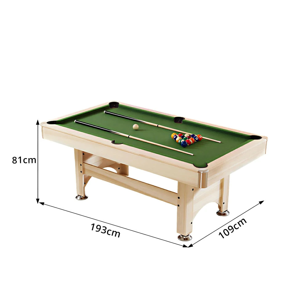 CUETIQ 1.93M 3-in-1 Solid Wood Billiard Table with Table Tennis Top for Game Room - Natural