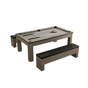 CUETIQ 7FT 3-in-1 MDF Billiard Dining Table with Storage Benches for Home - Grey