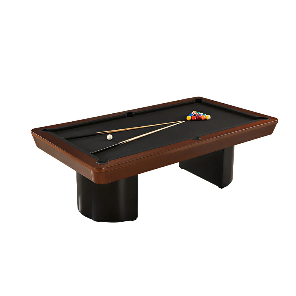 CUETIQ 7/8/9FT Solid Wood Billiard Table with Marble Base and Twin Pedestal Legs - Walnut Black