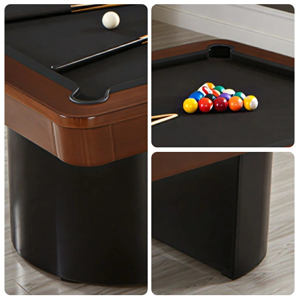CUETIQ 7/8/9FT 3-in-1 Solid Wood Billiard Table with Marble Base and Twin Pedestal Legs - Walnut Black