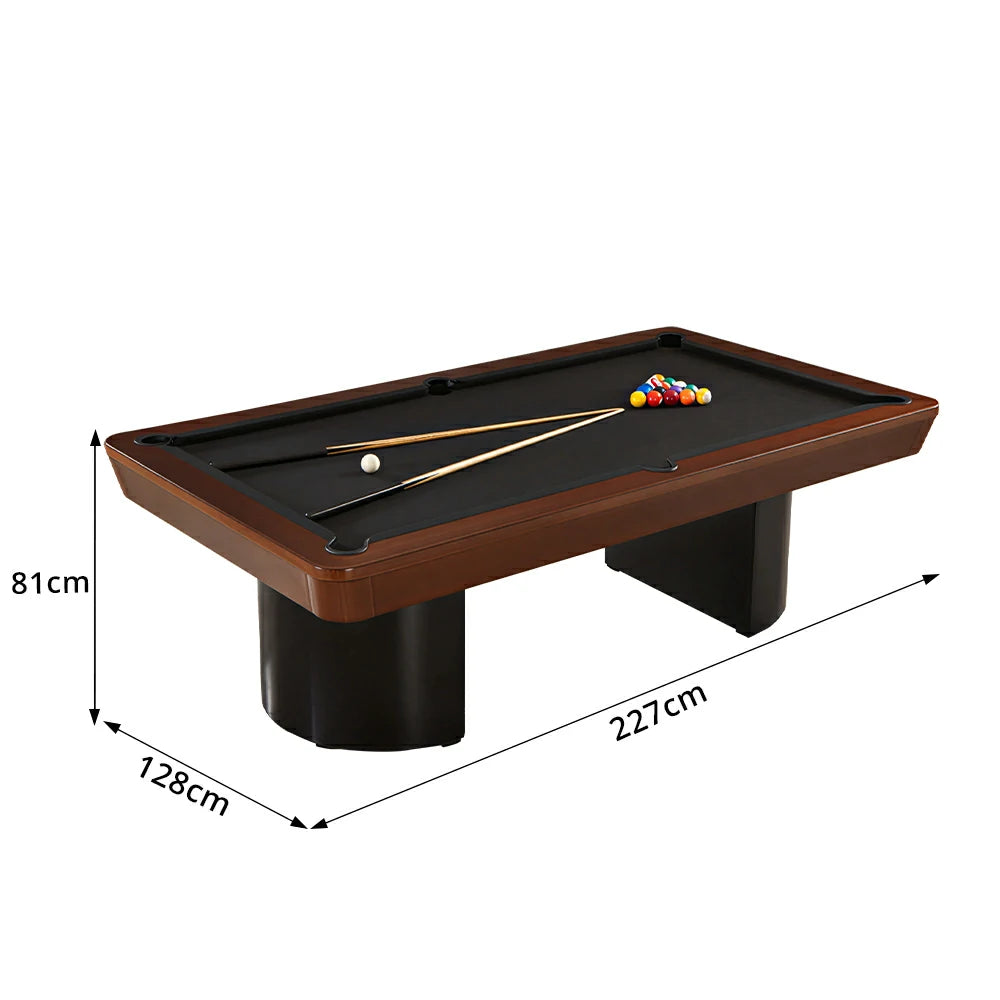 CUETIQ 7/8/9FT 3-in-1 Solid Wood Billiard Table with Marble Base and Twin Pedestal Legs - Walnut Black