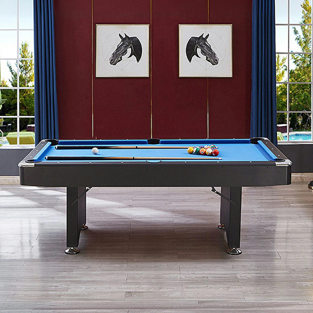 CUETIQ TE 3-IN-1 P038 7FT/8FT Foldable Green MDF Billiard Table with Free Accessories - Blue Felt