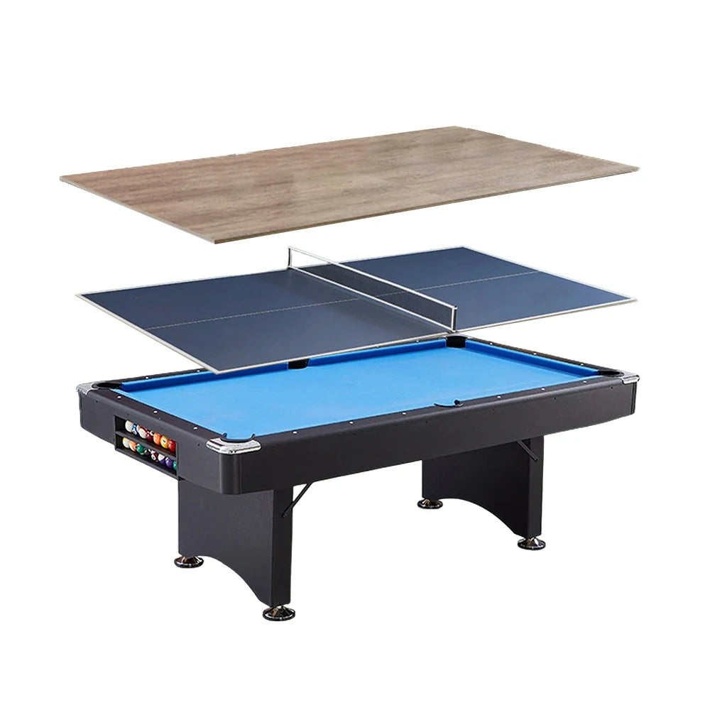 CUETIQ TE 3-IN-1 P038 7FT/8FT Foldable Green MDF Billiard Table with Free Accessories - Blue Felt