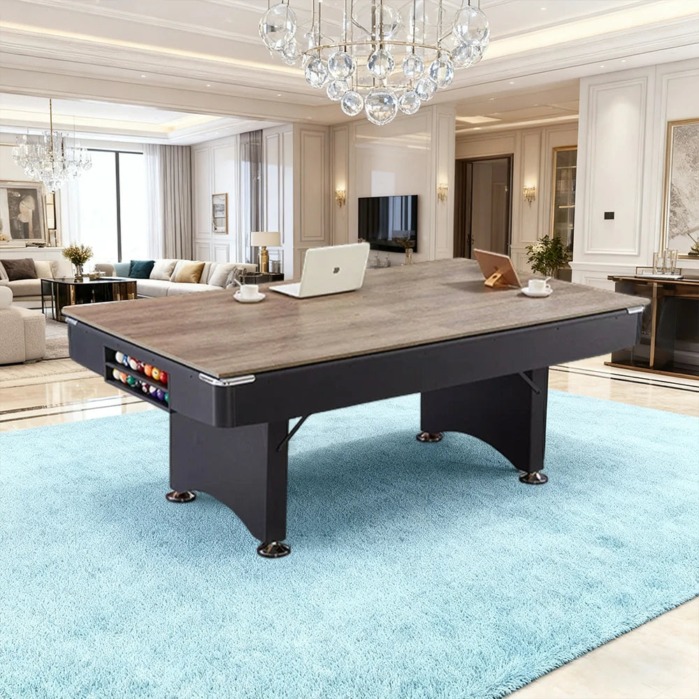 CUETIQ TE 3-IN-1 P038 7FT/8FT Foldable Green MDF Billiard Table with Free Accessories - Blue Felt