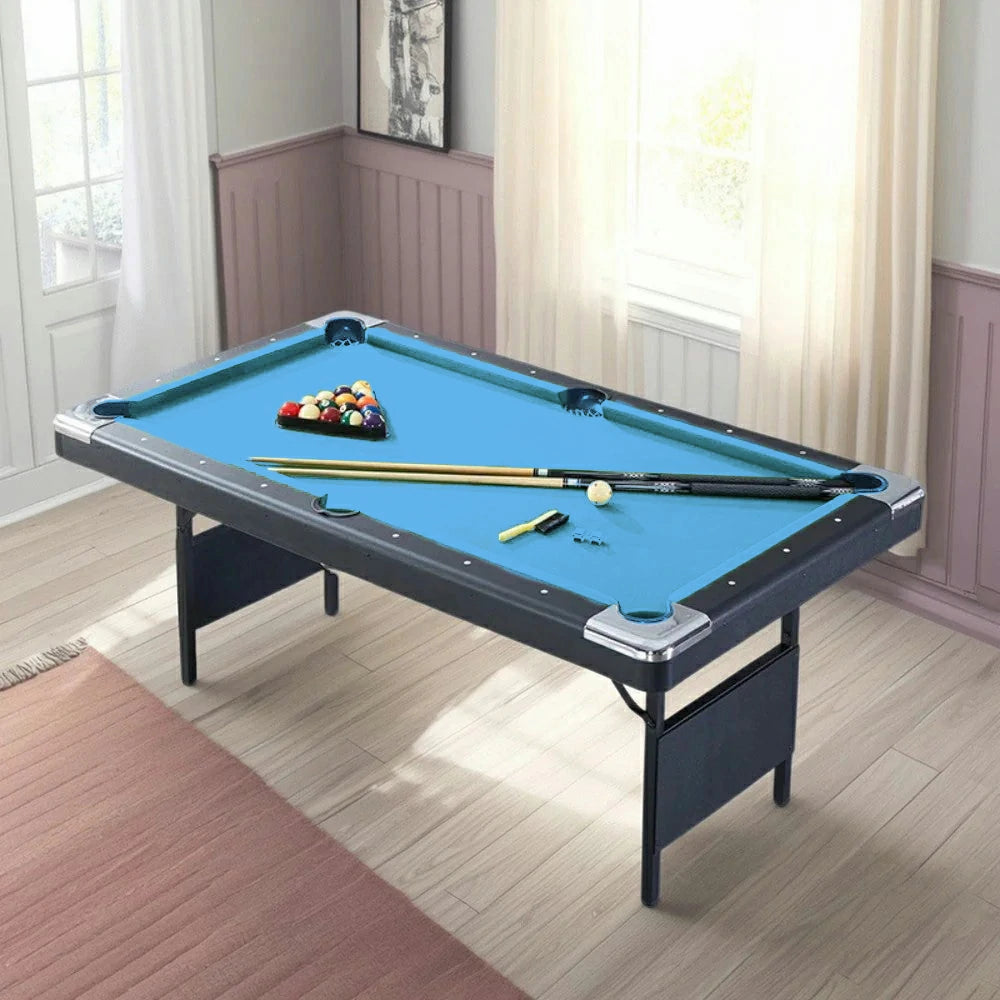 CUETIQ TEFOLD 7FT/8FT MDF Billiard Table - Foldable Design, Smooth Speed Cloth, Stable Frame, Free Accessories - Blue