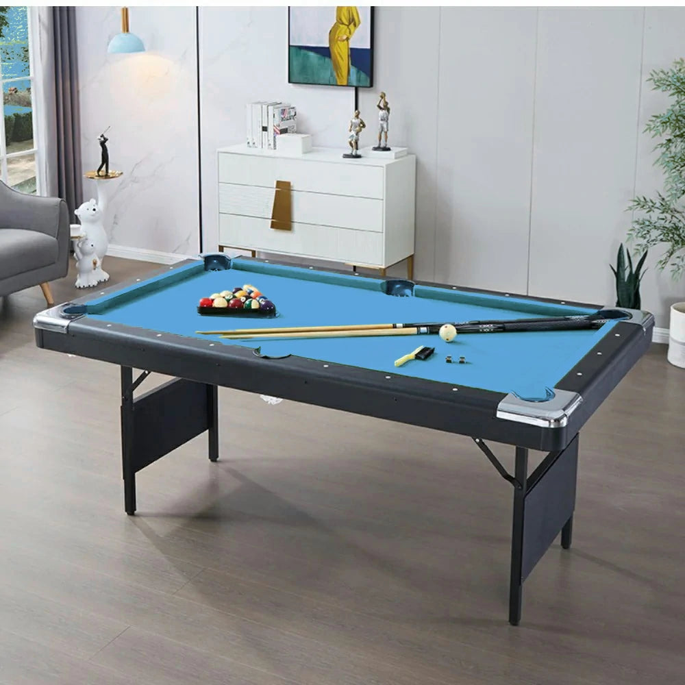 CUETIQ TEFOLD 7FT/8FT MDF Billiard Table - Foldable Design, Smooth Speed Cloth, Stable Frame, Free Accessories - Blue