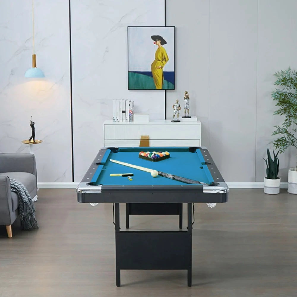 CUETIQ TEFOLD 7FT/8FT MDF Billiard Table - Foldable Design, Smooth Speed Cloth, Stable Frame, Free Accessories - Blue