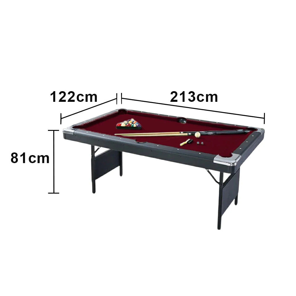 CUETIQ TEFOLD 7FT/8FT MDF Billiard Table - Foldable Design, Smooth Speed Cloth, Stable Frame, Free Accessories - Red