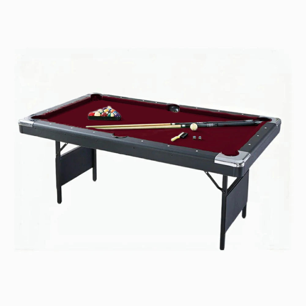 CUETIQ TEFOLD 7FT/8FT MDF Billiard Table - Foldable Design, Smooth Speed Cloth, Stable Frame, Free Accessories - Red