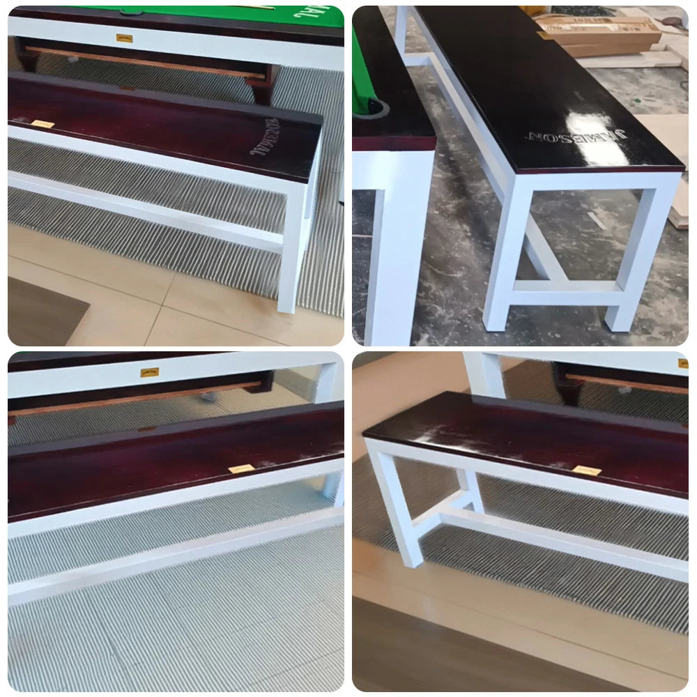 CUETIQ 6/7FT Outdoor Waterproof Pool Table Dining Top & Bench Set – Carbon Steel Frame, White & Brown Body, Free Accessories Package - Green Felt