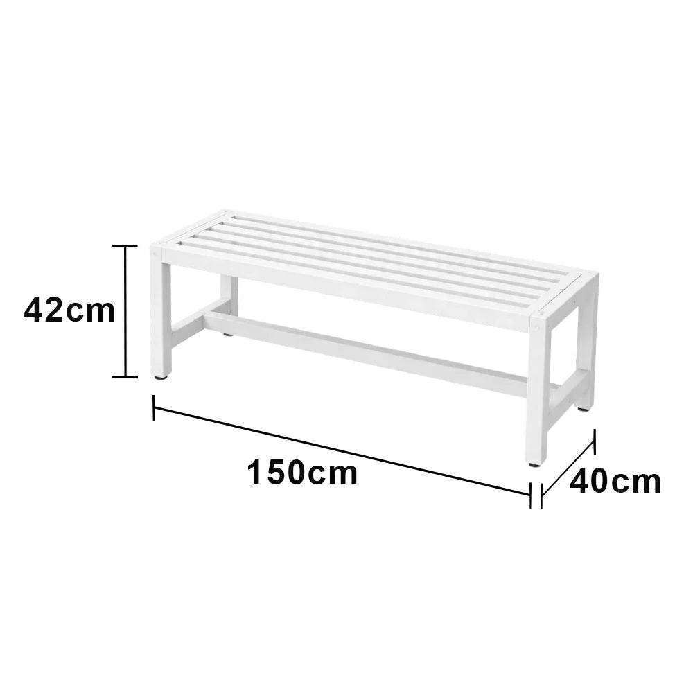 CUETIQ Outdoor Pool Table Bench - Reinforced Connecting Bar Design Metal Frame Waterproof Outdoor Seating for Backyard Patio Games - White