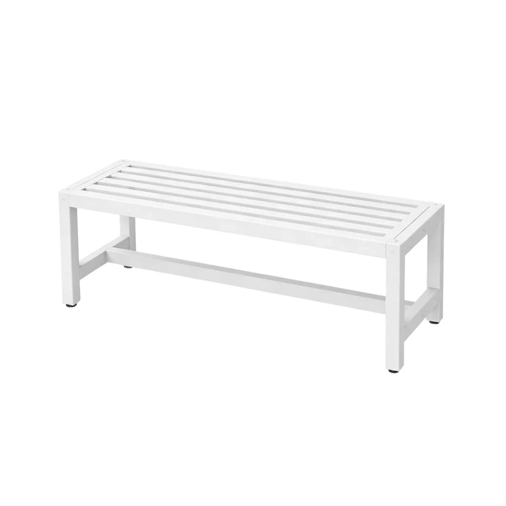 CUETIQ Outdoor Pool Table Bench - Reinforced Connecting Bar Design Metal Frame Waterproof Outdoor Seating for Backyard Patio Games - White
