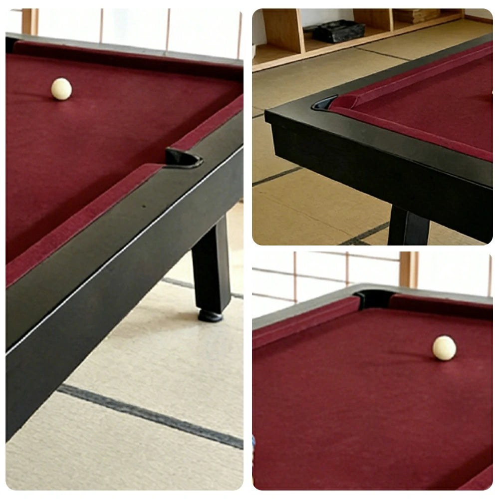 CUETIQ 7FT Outdoor Pool Table - Slanted Leg Design Metal Frame Waterproof Billiard Table for Backyard Patio Games - Black & Burgundy