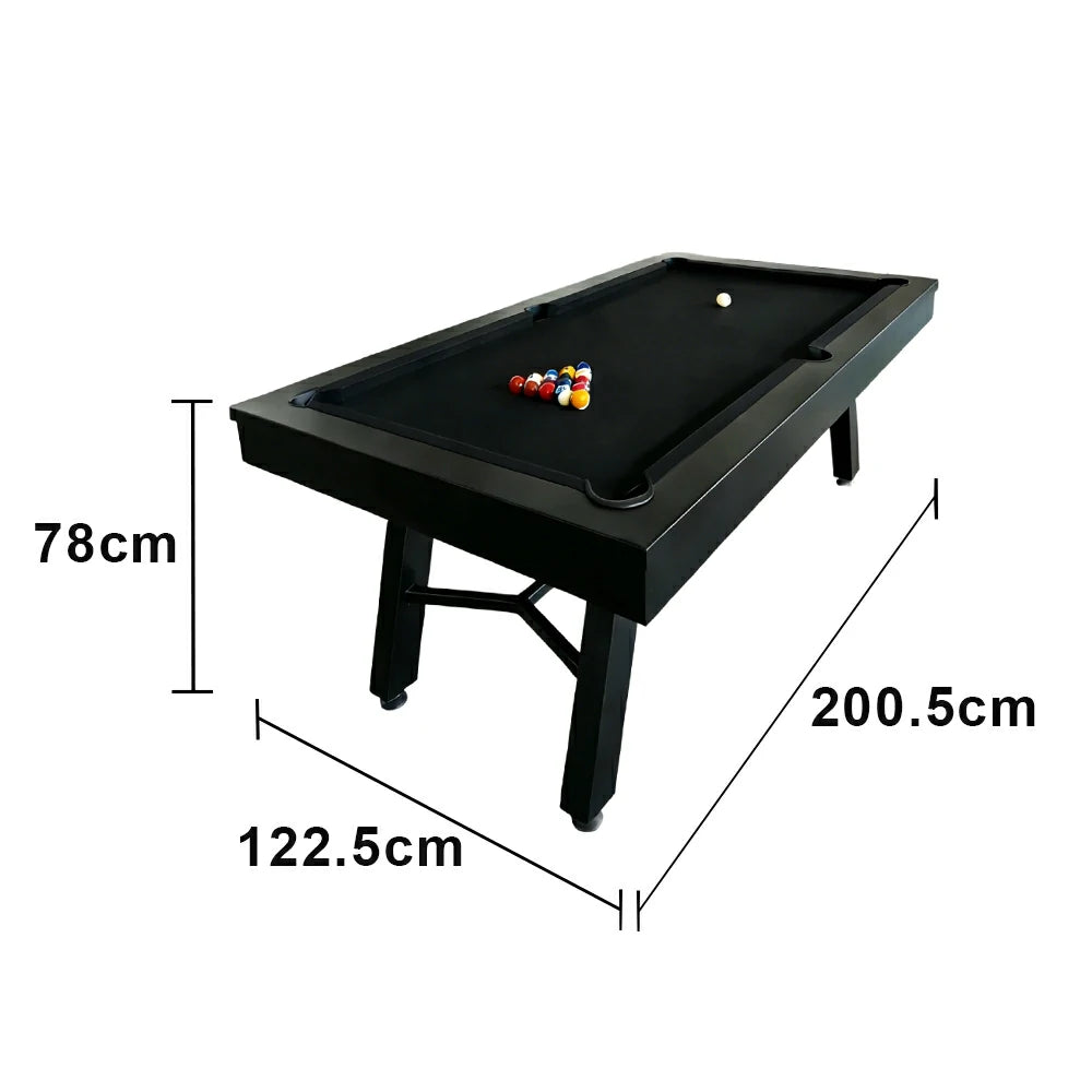 CUETIQ 7FT Outdoor Pool Table - Slanted Leg Design Metal Frame Waterproof Billiard Table for Backyard Patio Games - Black & Black