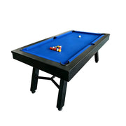 CUETIQ 7FT Outdoor Pool Table - Slanted Leg Design Metal Frame Waterproof Billiard Table for Backyard Patio Games - Black & Blue