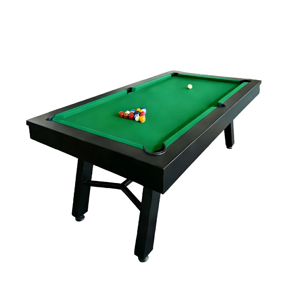 CUETIQ 7FT Outdoor Pool Table - Slanted Leg Design Metal Frame Waterproof Billiard Table for Backyard Patio Games - Black & Green