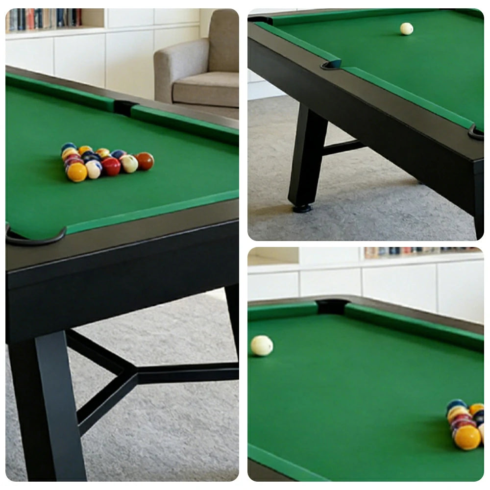 CUETIQ 7FT Outdoor Pool Table - Slanted Leg Design Metal Frame Waterproof Billiard Table for Backyard Patio Games - Black & Green