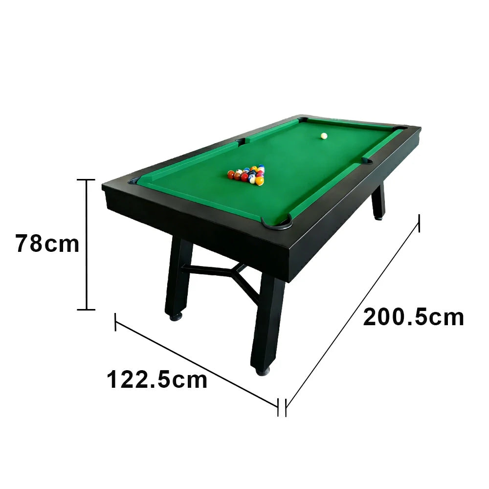 CUETIQ 7FT Outdoor Pool Table - Slanted Leg Design Metal Frame Waterproof Billiard Table for Backyard Patio Games - Black & Green