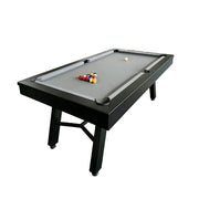 CUETIQ 7FT Outdoor Pool Table - Slanted Leg Design Metal Frame Waterproof Billiard Table for Backyard Patio Games - Black & Grey