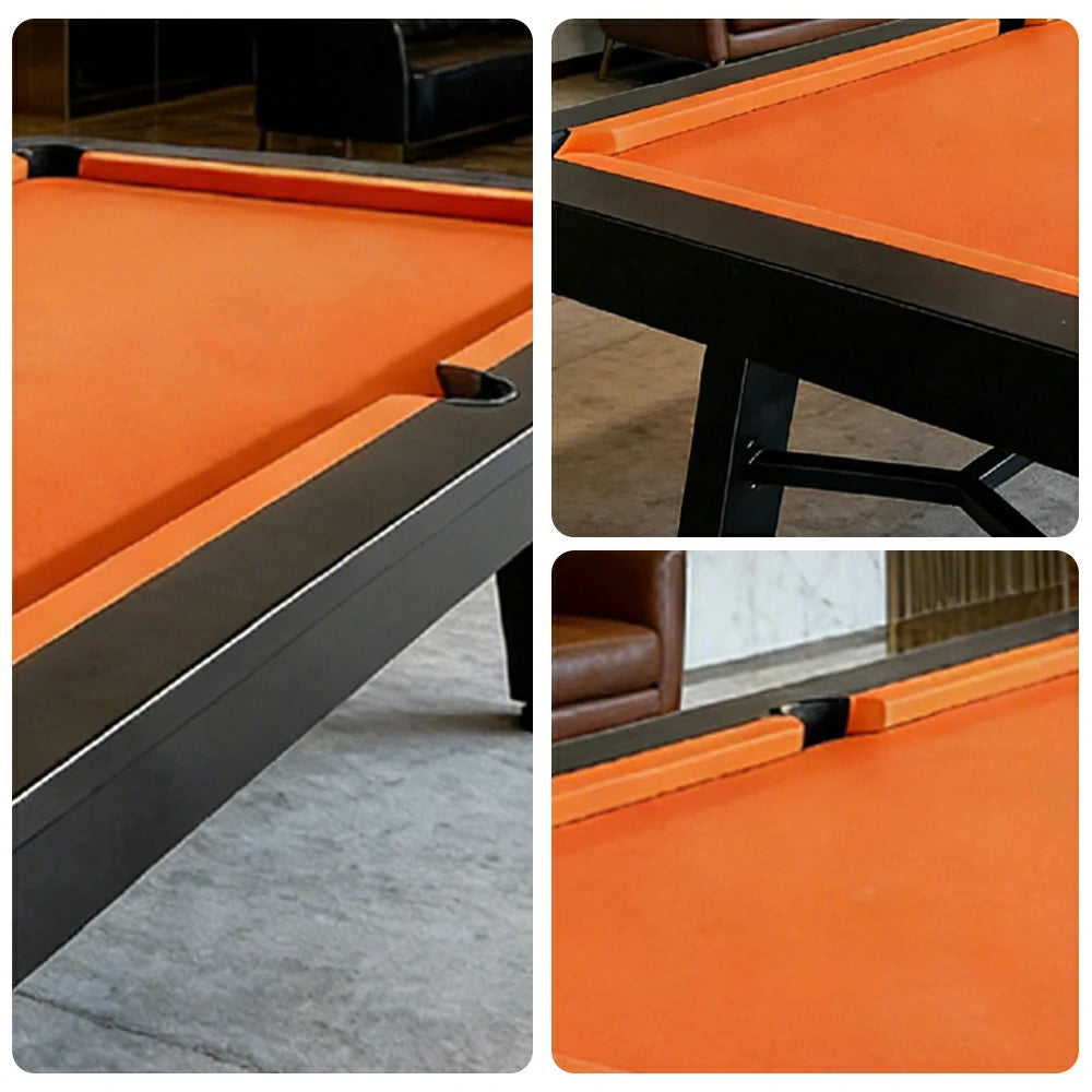 CUETIQ 7FT Outdoor Pool Table - Slanted Leg Design Metal Frame Waterproof Billiard Table for Backyard Patio Games - Black & Orange