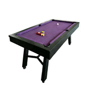 CUETIQ 7FT Outdoor Pool Table - Slanted Leg Design Metal Frame Waterproof Billiard Table for Backyard Patio Games - Black & Purple