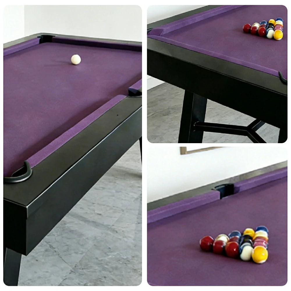 CUETIQ 7FT Outdoor Pool Table - Slanted Leg Design Metal Frame Waterproof Billiard Table for Backyard Patio Games - Black & Purple