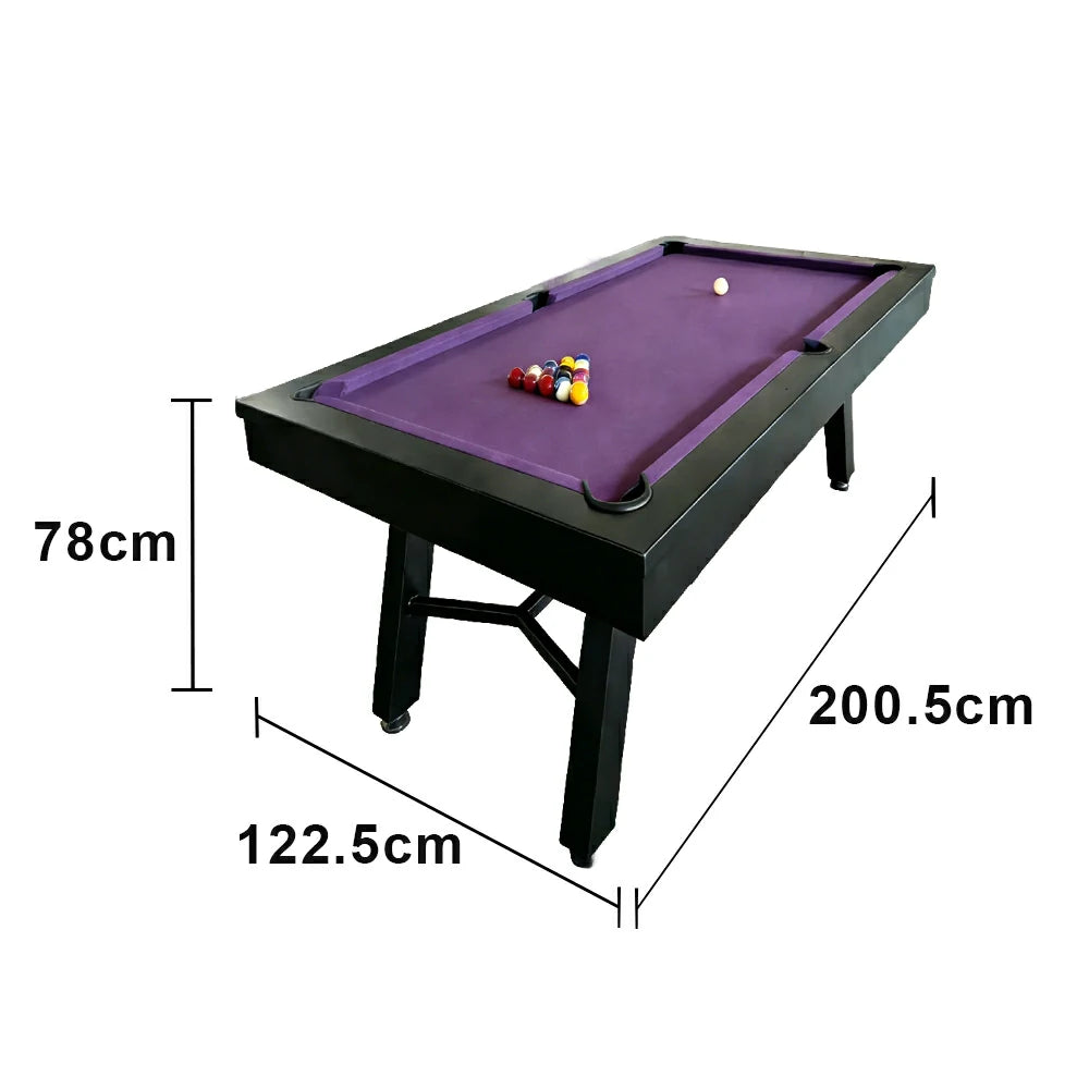 CUETIQ 7FT Outdoor Pool Table - Slanted Leg Design Metal Frame Waterproof Billiard Table for Backyard Patio Games - Black & Purple
