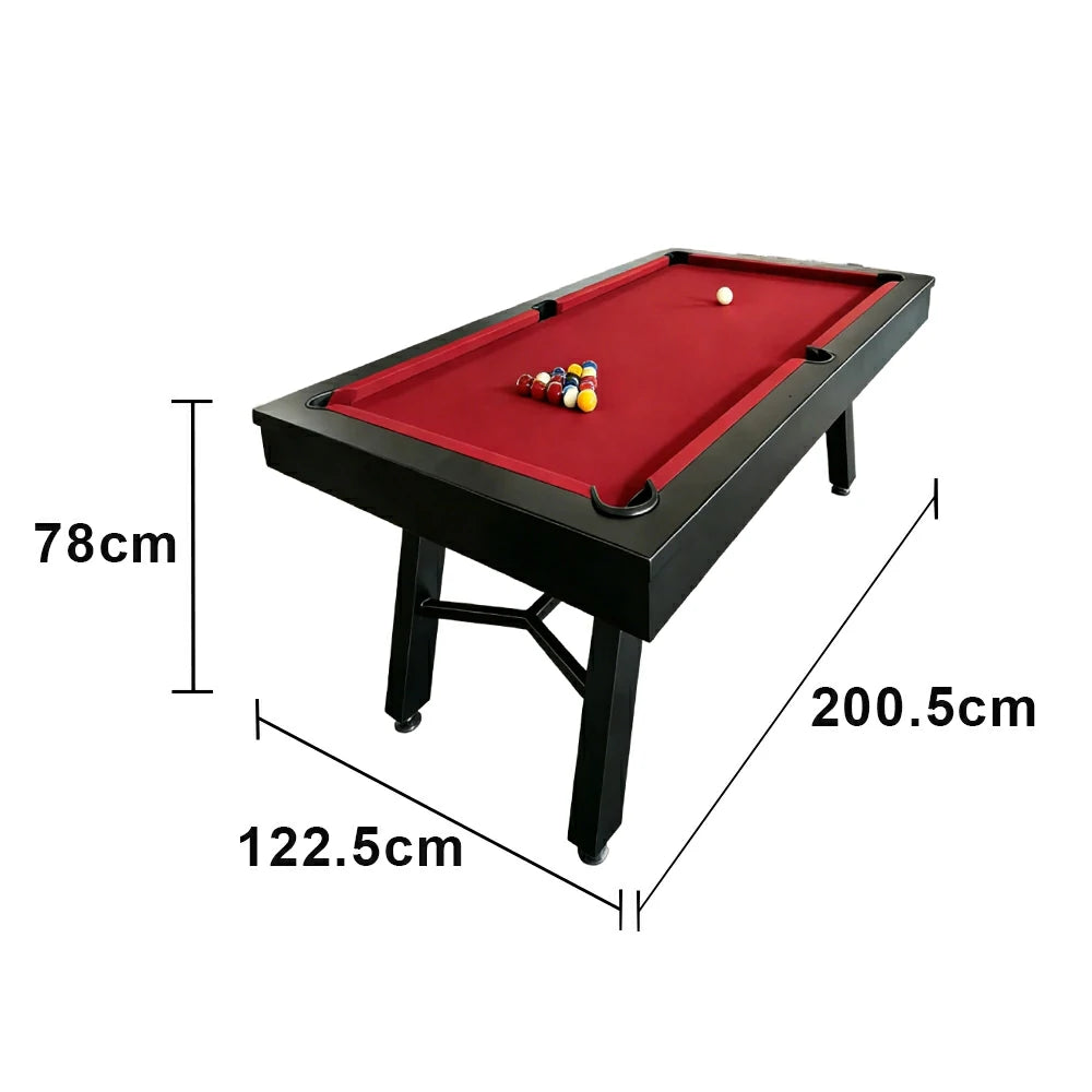 CUETIQ 7FT Outdoor Pool Table - Slanted Leg Design Metal Frame Waterproof Billiard Table for Backyard Patio Games - Black & Red