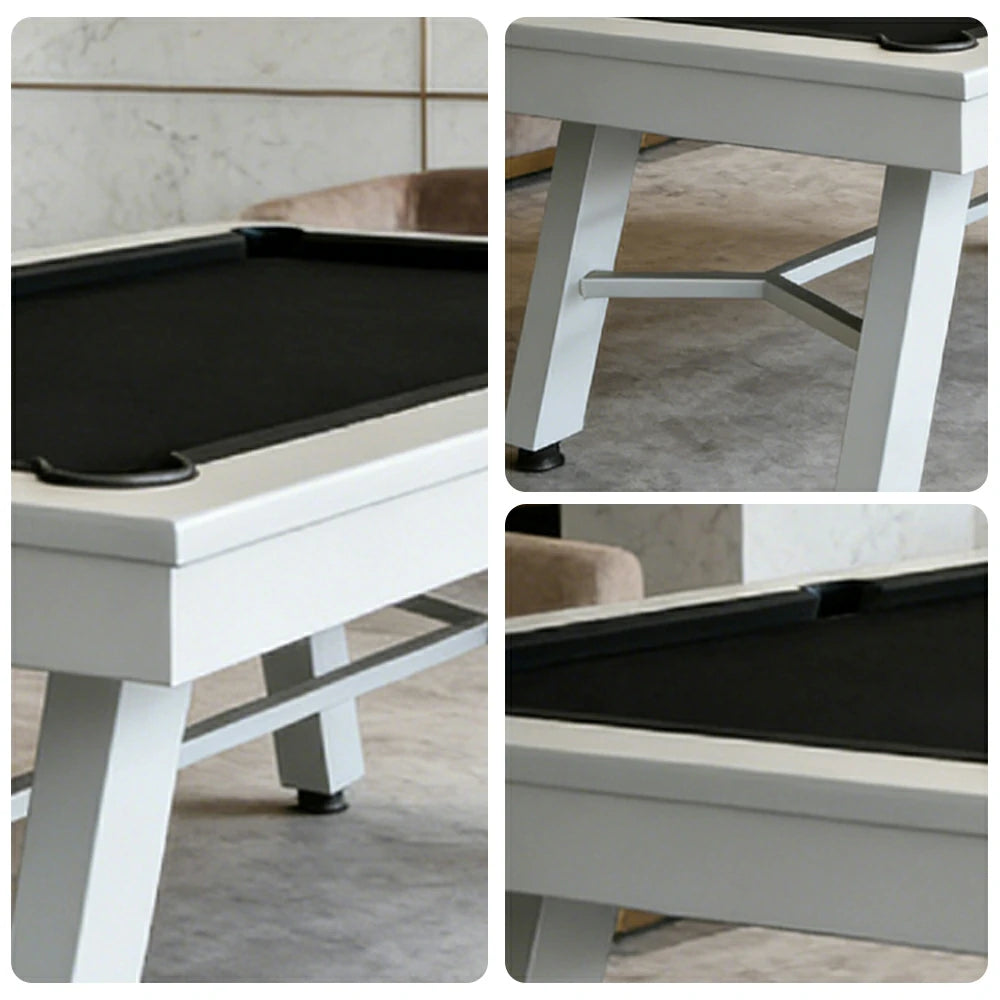 CUETIQ 7FT Outdoor Pool Table - Slanted Leg Design Metal Frame Waterproof Billiard Table for Backyard Patio Games - Grey & Black