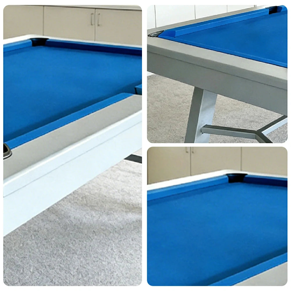 CUETIQ 7FT Outdoor Pool Table - Slanted Leg Design Metal Frame Waterproof Billiard Table for Backyard Patio Games - Grey & Blue