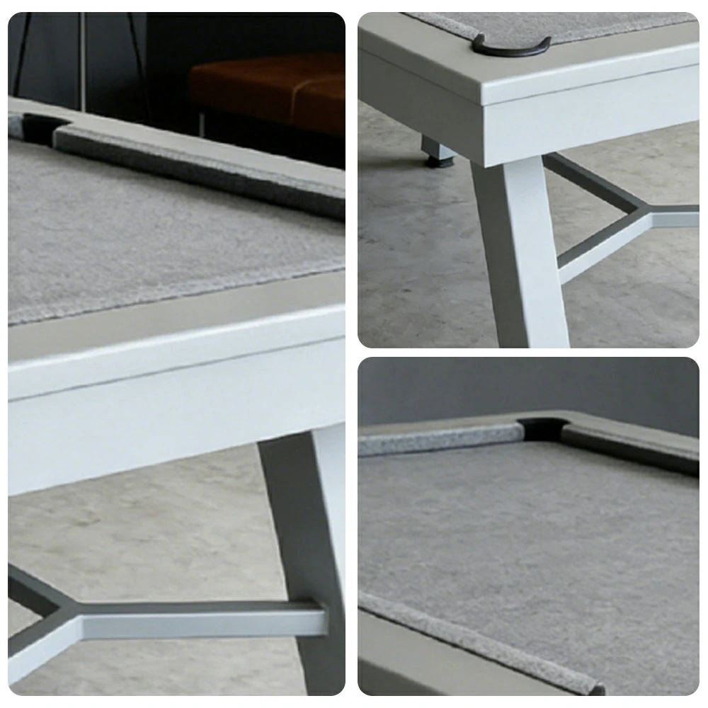 CUETIQ 7FT Outdoor Pool Table - Slanted Leg Design Metal Frame Waterproof Billiard Table for Backyard Patio Games - Grey & Grey