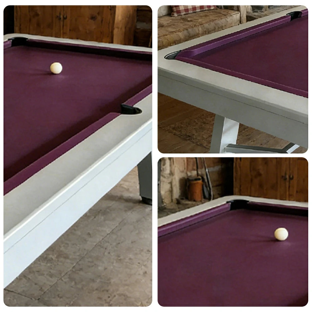 CUETIQ 7FT Outdoor Pool Table - Slanted Leg Design Metal Frame Waterproof Billiard Table for Backyard Patio Games - Grey & Purple