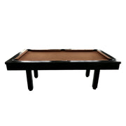 CUETIQ 7FT Outdoor Pool Table - Straight Leg Design Metal Frame Waterproof Billiard Table for Backyard Patio Games - Black & Brown