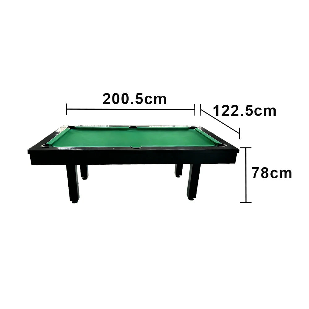 CUETIQ 7FT Outdoor Pool Table - Straight Leg Design Metal Frame Waterproof Billiard Table for Backyard Patio Games - Black & Green
